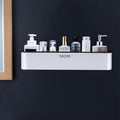 Étagère murale pour salle de bain en plastique sans perçage, finition polie, rangement polyvalent - IVOIRART.COM
