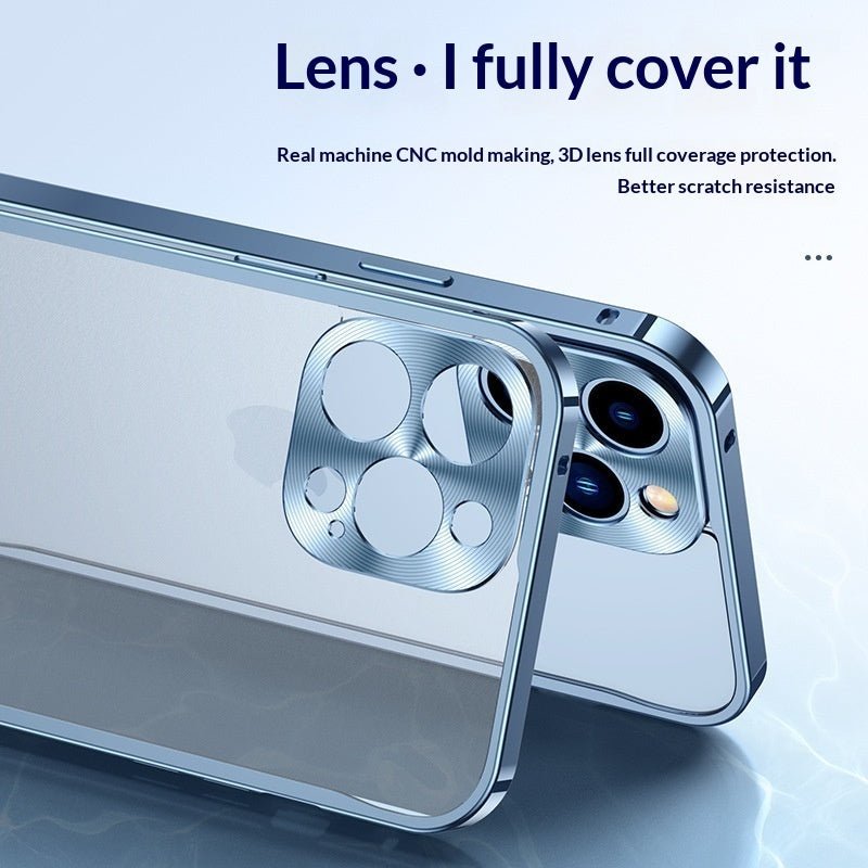 Étui métal magnétique transparent givré cadre avec fermoir hippocampe iPhones 11 - IVOIRART.COM
