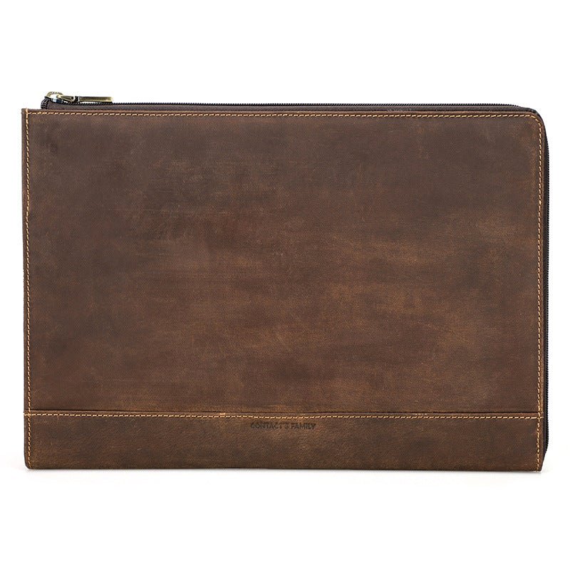 Étui Protecteur en Cuir Crazy Horse avec Fermeture Éclair pour Ordinateur Portable - IVOIRART.COM