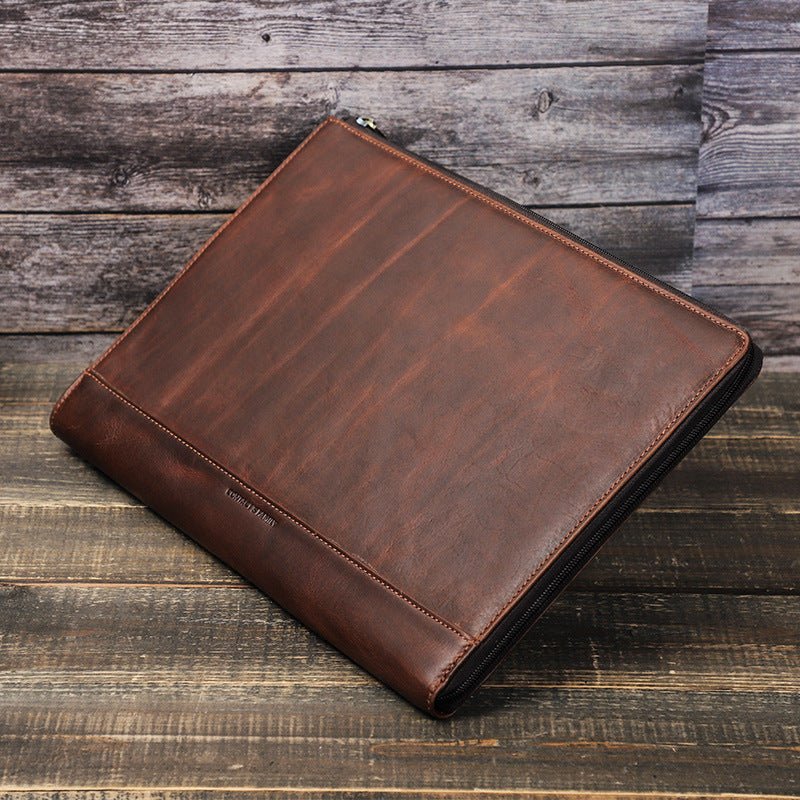 Étui Protecteur en Cuir Crazy Horse avec Fermeture Éclair pour Ordinateur Portable - IVOIRART.COM