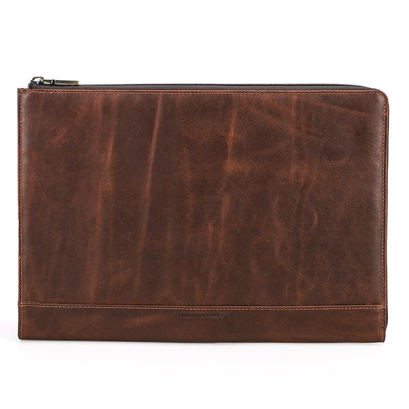Étui Protecteur en Cuir Crazy Horse avec Fermeture Éclair pour Ordinateur Portable - IVOIRART.COM
