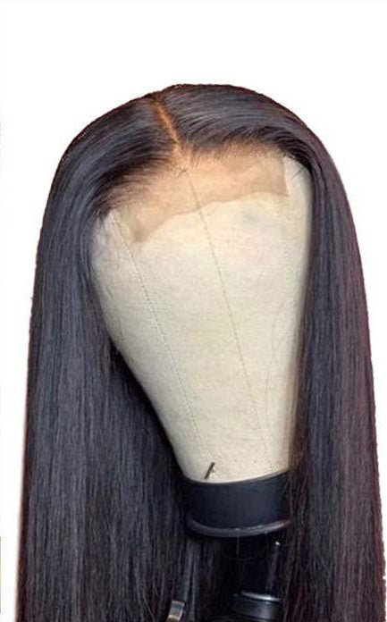 European And American Front Lace Wig Mid-Point Black Long Straight Hair - IVOIRART.COM