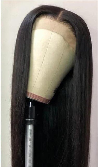 European And American Front Lace Wig Mid-Point Black Long Straight Hair - IVOIRART.COM