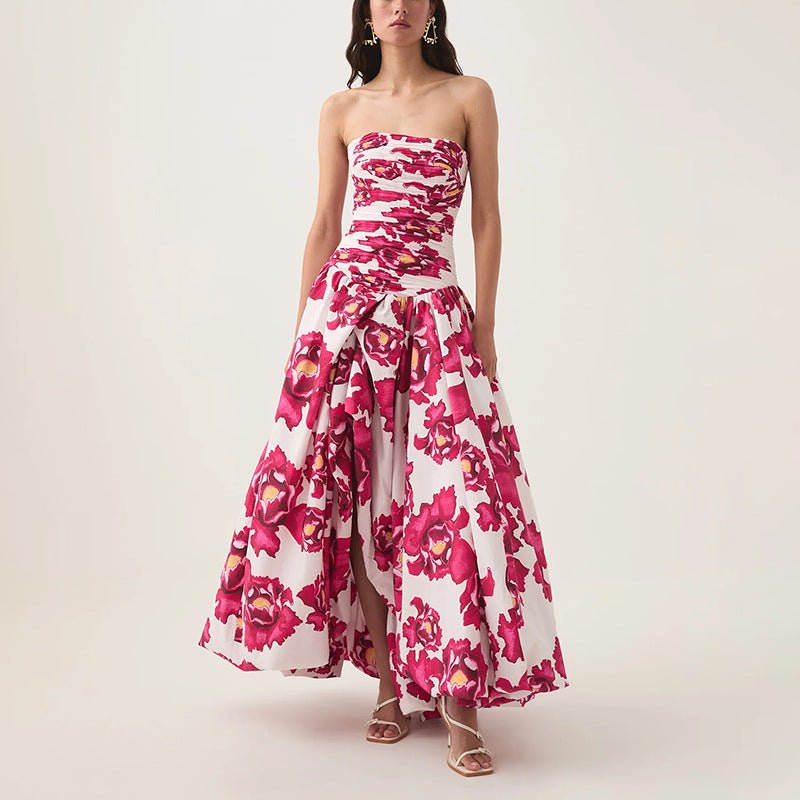European And American Style Printed Tube Top Dress - IVOIRART.COM