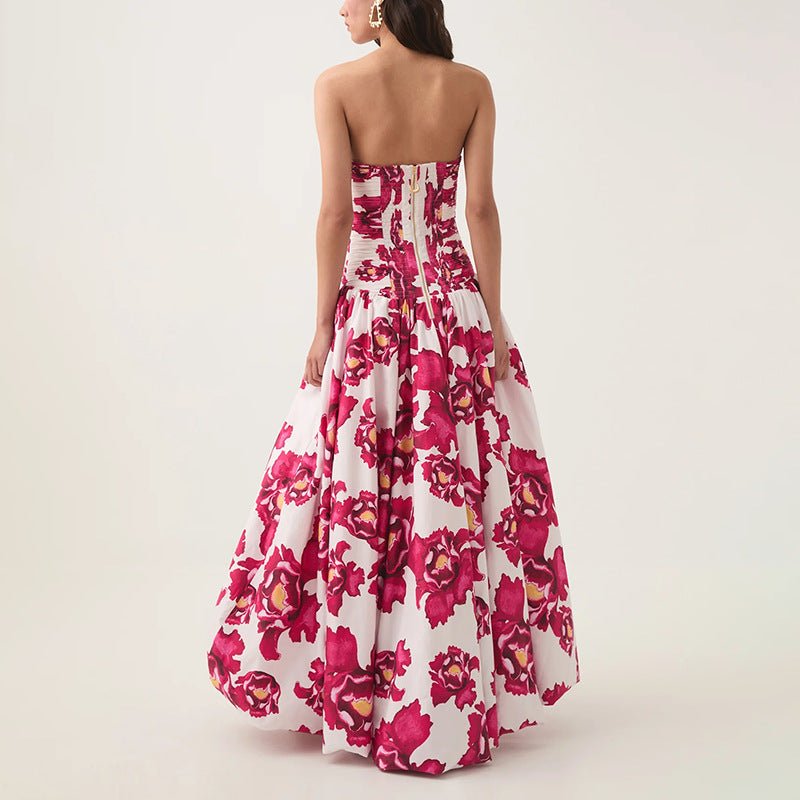 European And American Style Printed Tube Top Dress - IVOIRART.COM