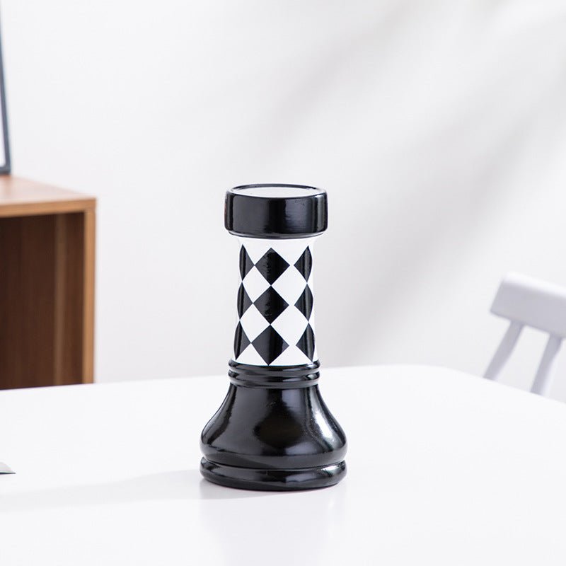 European Ceramic Black And White Lattice Chess Ornaments - IVOIRART.COM