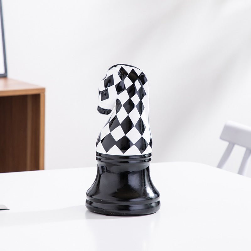 European Ceramic Black And White Lattice Chess Ornaments - IVOIRART.COM
