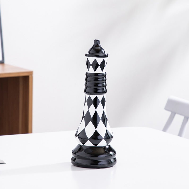 European Ceramic Black And White Lattice Chess Ornaments - IVOIRART.COM