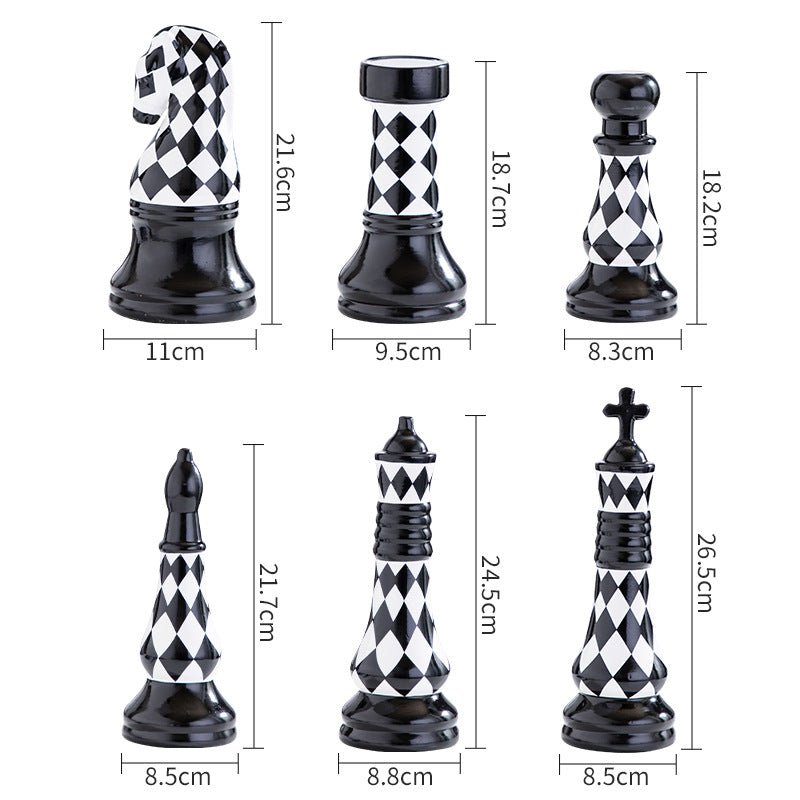 European Ceramic Black And White Lattice Chess Ornaments - IVOIRART.COM