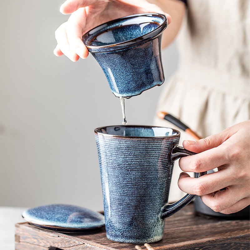 European-Style Ceramic Cup With Lid - IVOIRART.COM