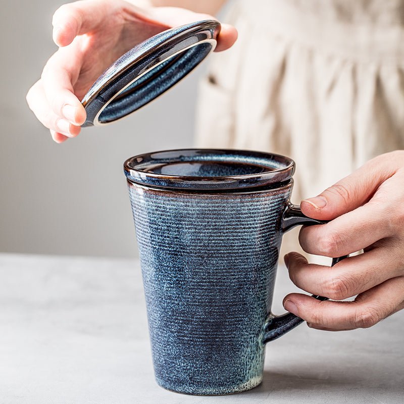 European-Style Ceramic Cup With Lid - IVOIRART.COM
