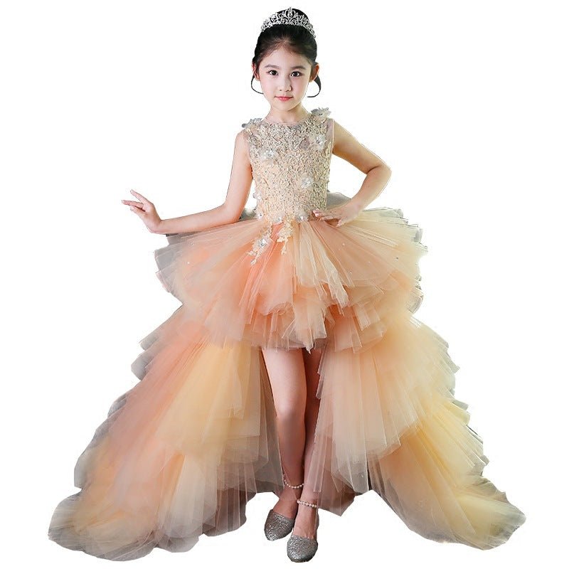 Evening Dress Girls Princess Children's Tail - IVOIRART.COM