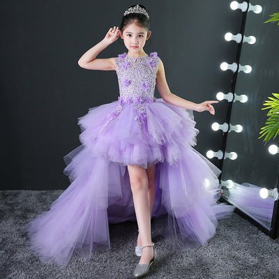 Evening Dress Girls Princess Children's Tail - IVOIRART.COM