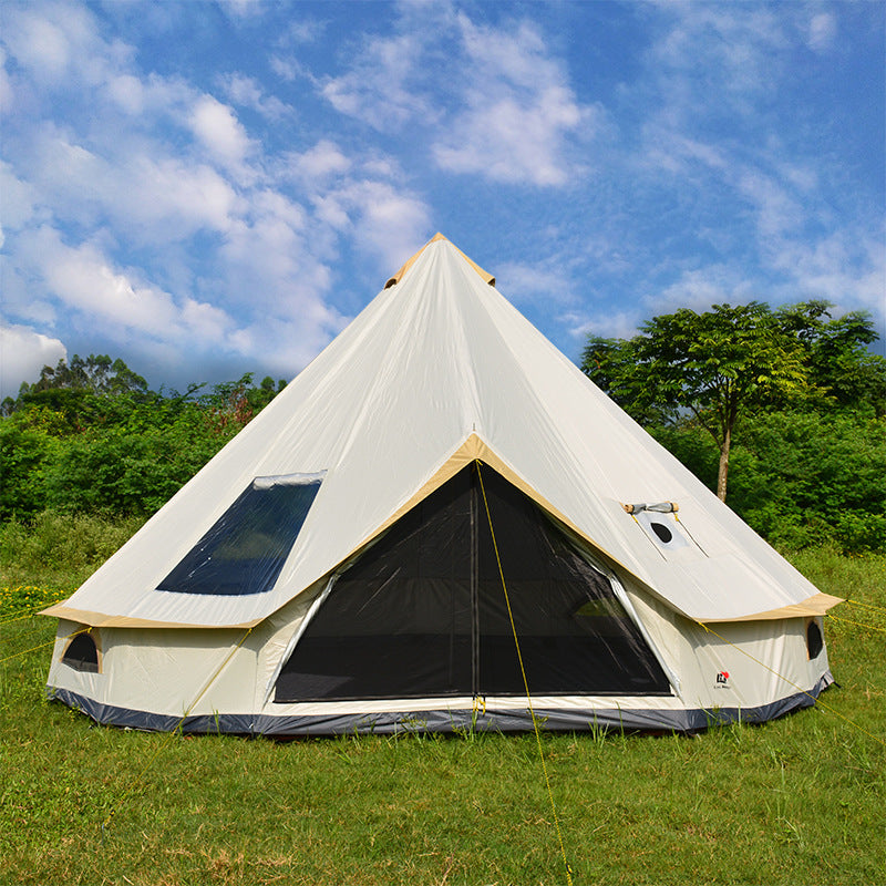 Tente Yourte Outdoor Camping Pyramide avec Cheminée Protection Solaire 4-5m