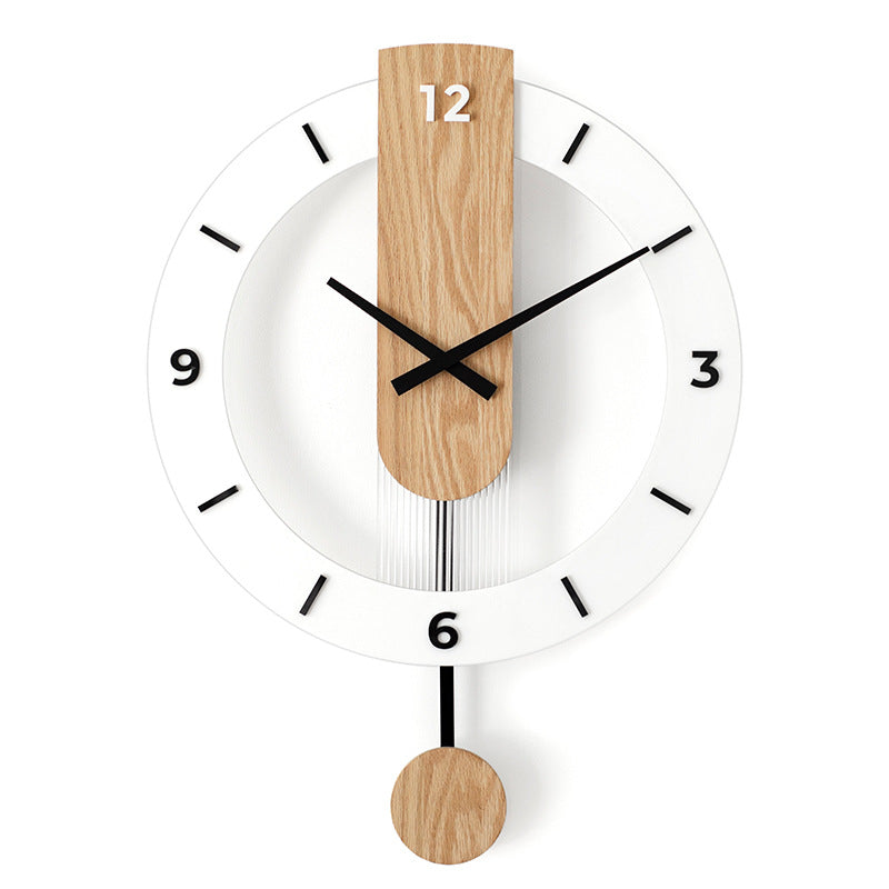 Horloge Murale Simple Nordique Moderne en Bois Massif Muette