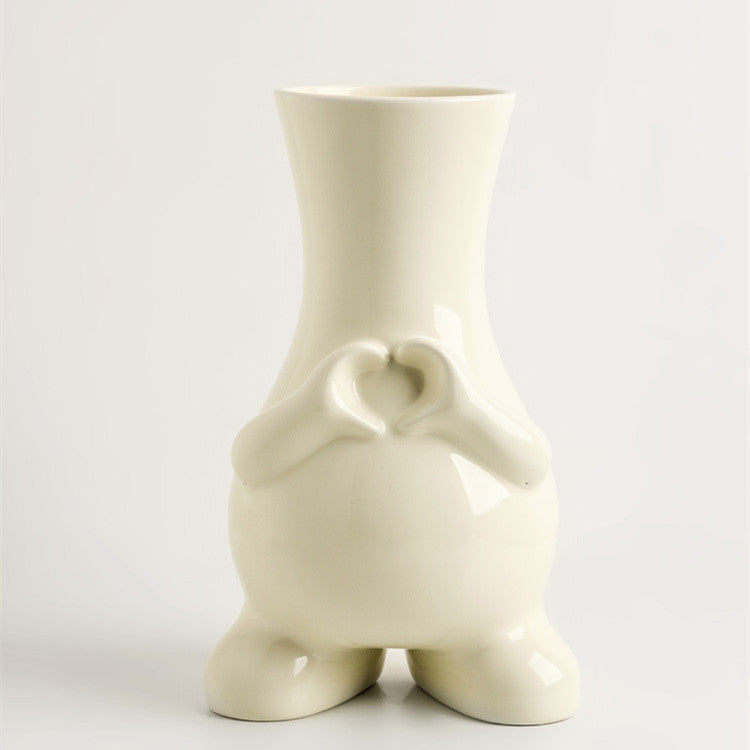 Vase en céramique avec geste cartoon de mode maison