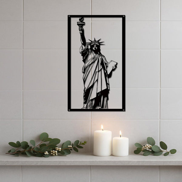 CIFbuy Vintage Statue Of Liberty Metal Sculpture NYC Skyline Wall Art Patriotic Decor For Living Room Office Home