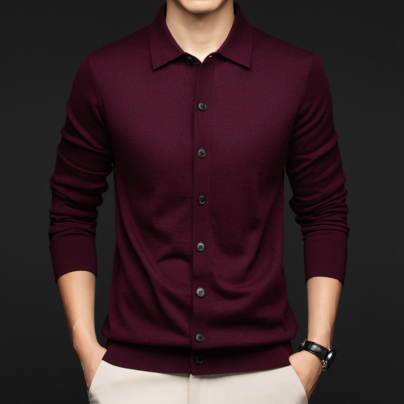 Pull en laine unie pour homme, style citadin décontracté, coupe ajustée, multi-tailles