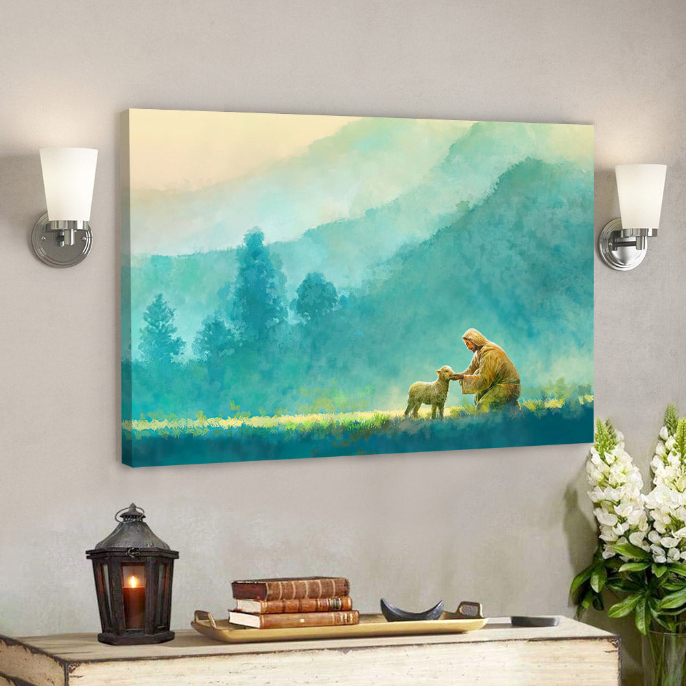 Petit Jésus et l'Agneau Affiche en Toile Art Murale Cadeaux pour Chrétiens