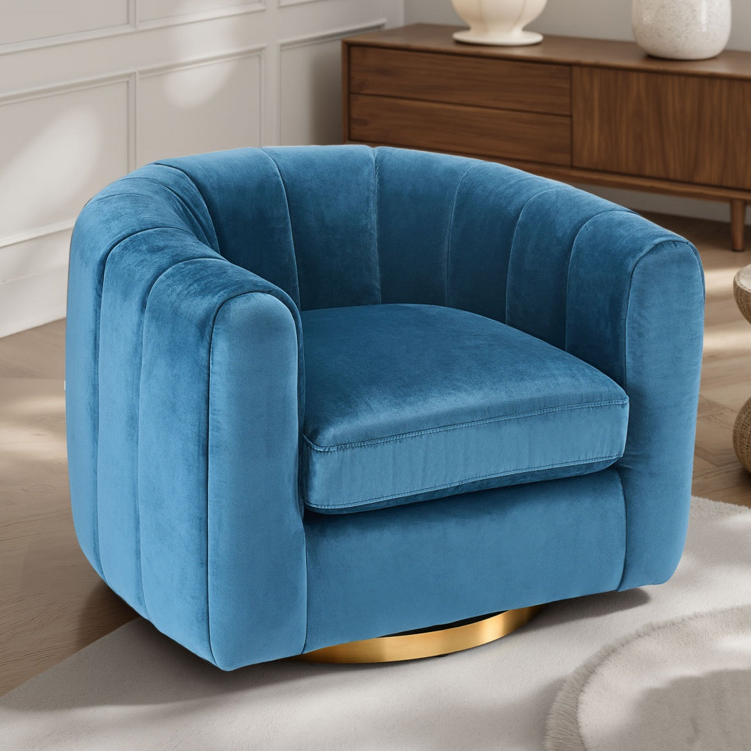 A Single-seat Rotary Sofa Upholstered In Velvet Fabric