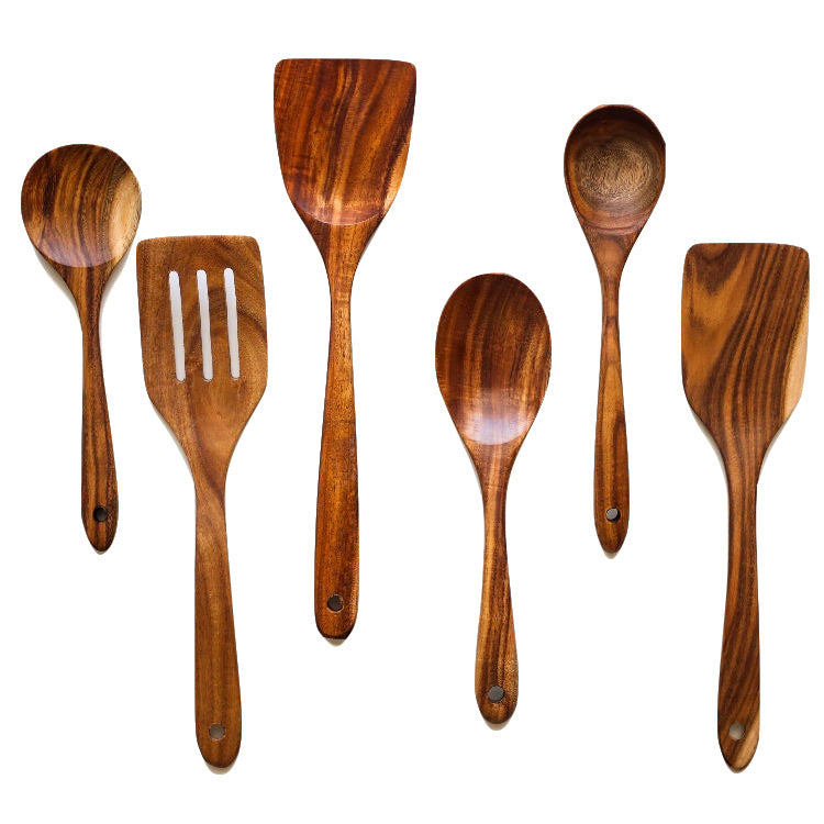 Ustensiles de cuisson en bois premium – 7 ensembles