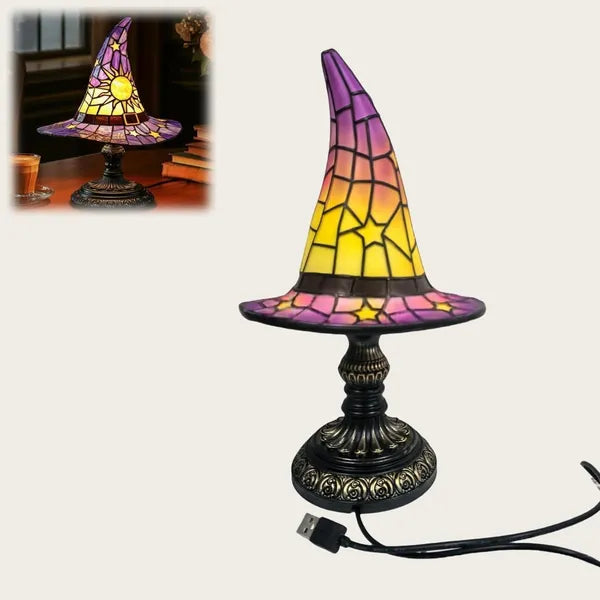 Lampe Chapeau de Sorcière, Amusement Effrayant Pour Petites Sorcières, Décoration en Forme de Chapeau de Sorcière Fait Main Pour Décorations de Fête de Chambre (Violet)