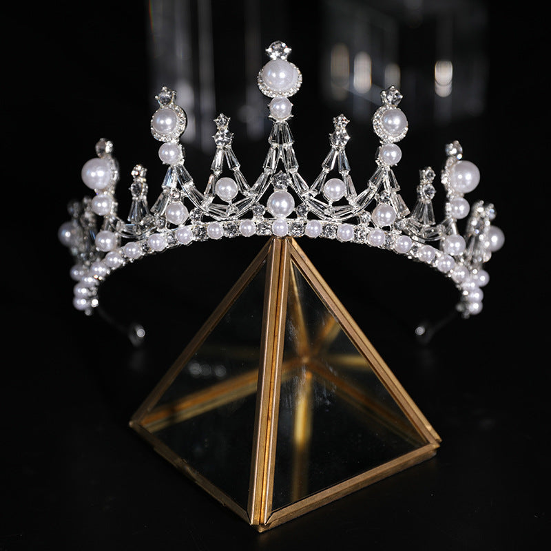 Couronne de mariée en perles et strass, diadème baroque
