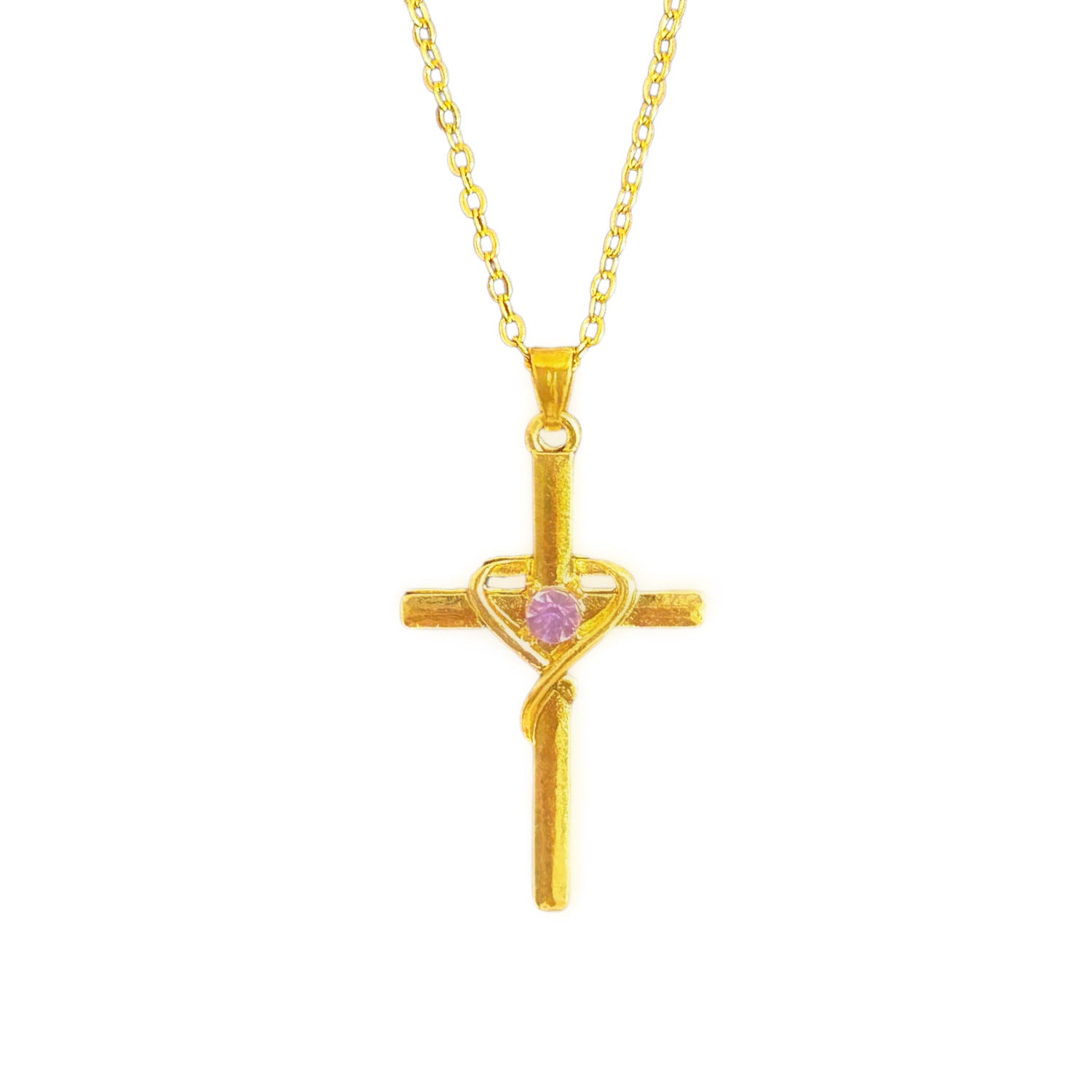Collier Pendentif Croix en Diamants Forme Cœur pour Femmes - Pâques Élégant