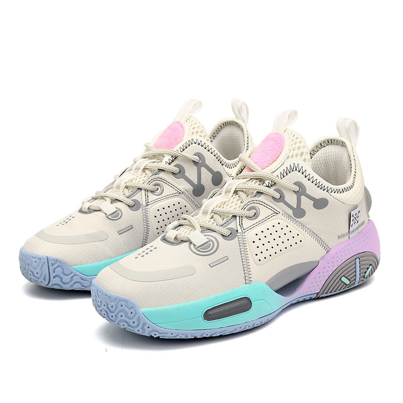 Baskets pour hommes couleur rose barbe à papa, style chaussures de basketball confortables