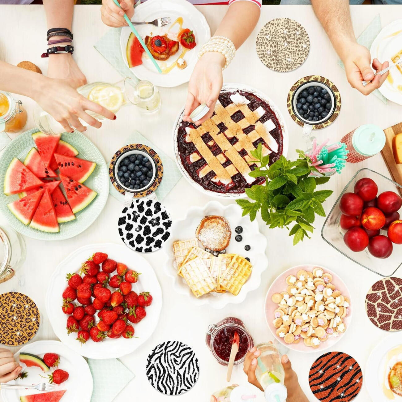 8Pcs Sous-verres en strass Art