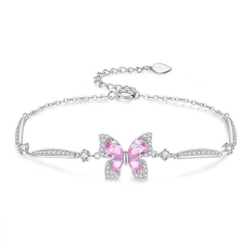 Bracelet Papillon Étincelant en Argent Sterling 999, Élégant et Délicat, Cadeau Idéal Anniversaire & Vacances