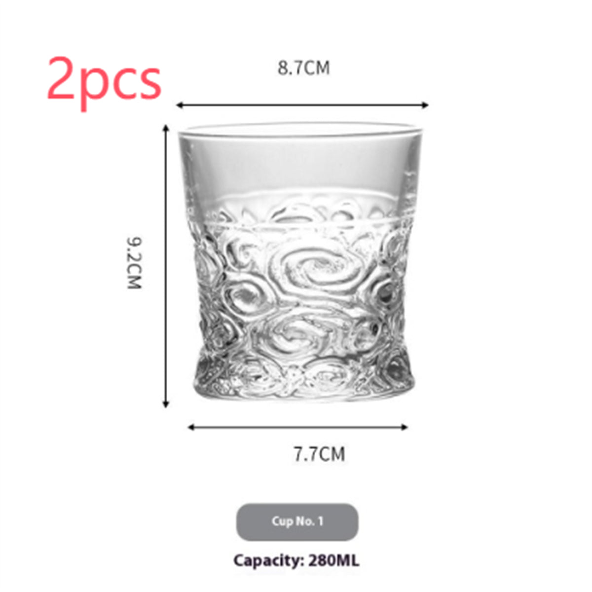 Verre à vin sculpté en whisky embossé spécial