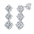 Boucles d'oreilles pendantes en argent S925 Moissanite 3 pierres rondes