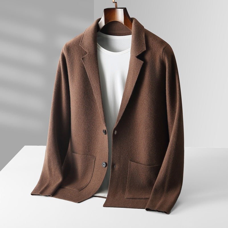 Fall Winter Men Cardigan Cashmere Sweater Business Casual Plush Knitted Thick Sweater - IVOIRART.COM