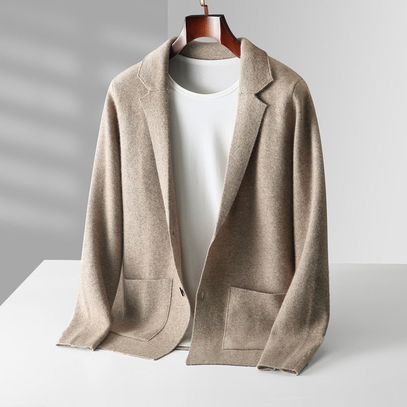 Fall Winter Men Cardigan Cashmere Sweater Business Casual Plush Knitted Thick Sweater - IVOIRART.COM
