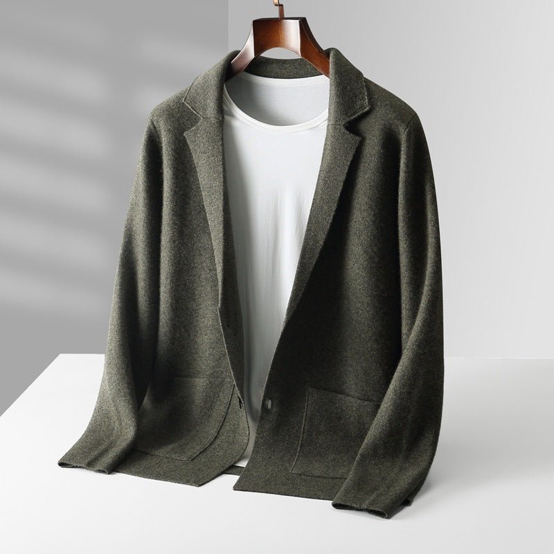 Fall Winter Men Cardigan Cashmere Sweater Business Casual Plush Knitted Thick Sweater - IVOIRART.COM
