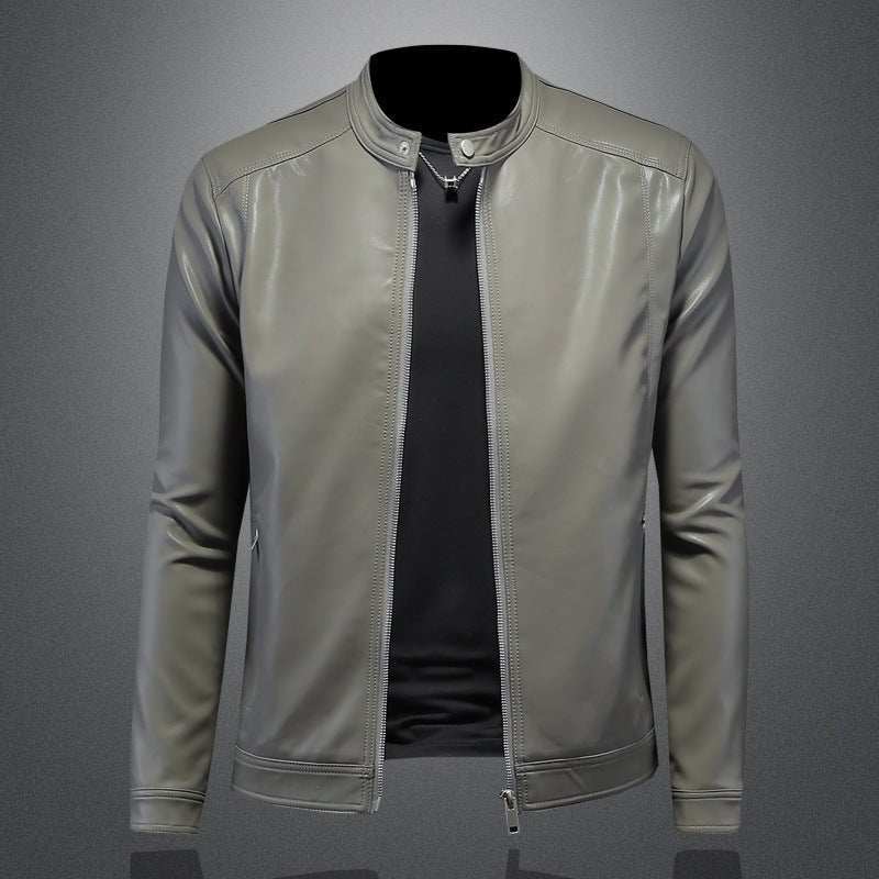 Fall Winter Men Lapel Motorcycle Leather Coat Slim Jacket - IVOIRART.COM