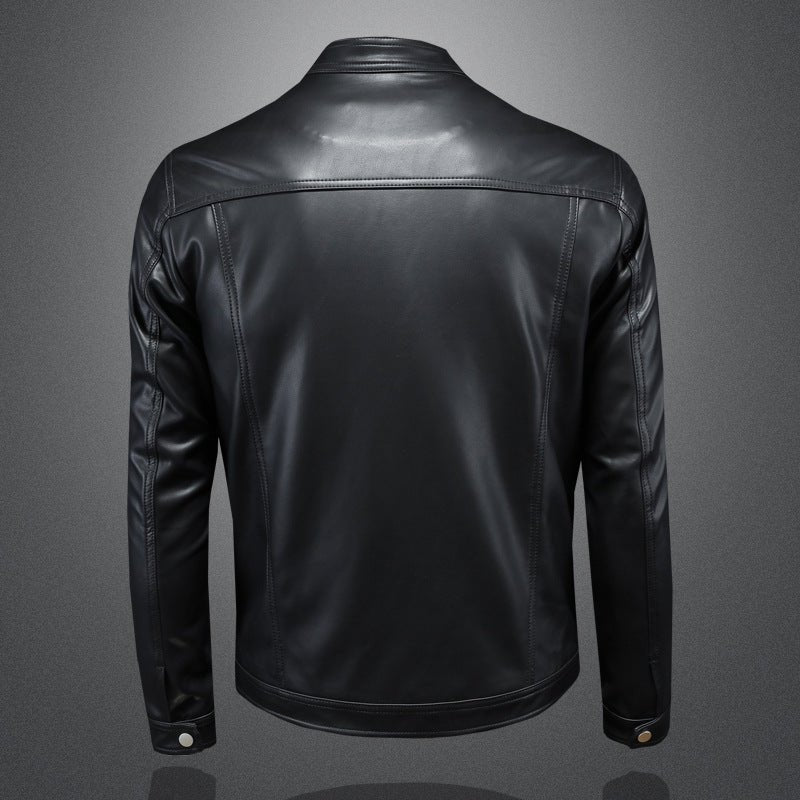 Fall Winter Men Lapel Motorcycle Leather Coat Slim Jacket - IVOIRART.COM