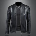 Fall Winter Men Lapel Motorcycle Leather Coat Slim Jacket - IVOIRART.COM