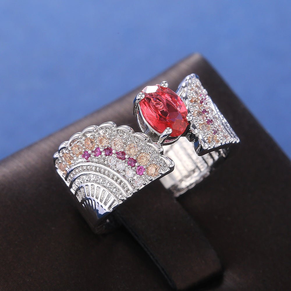 Fashion inlaid zircon ladies ring - IVOIRART.COM