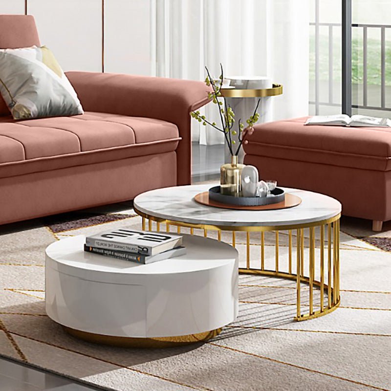 Fashion Net Red Marble Round Coffee Table - IVOIRART.COM