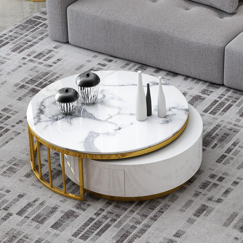 Fashion Net Red Marble Round Coffee Table - IVOIRART.COM