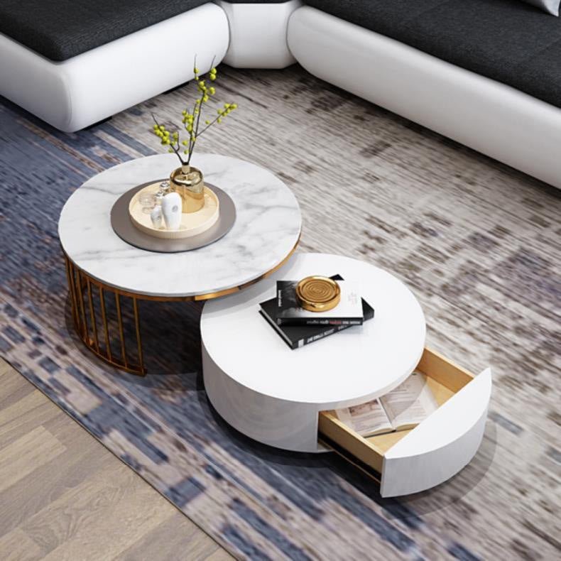 Fashion Net Red Marble Round Coffee Table - IVOIRART.COM