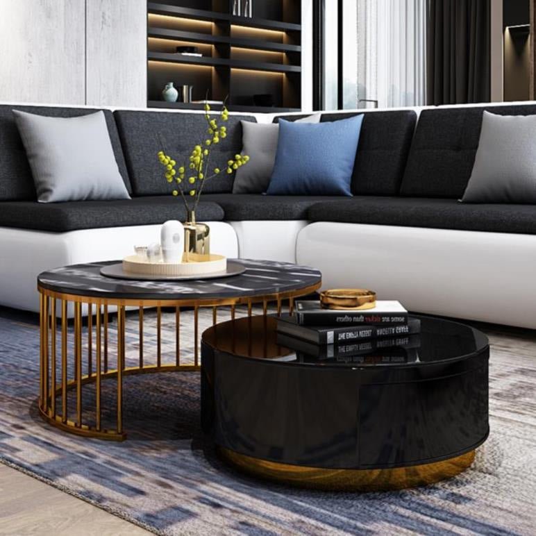 Fashion Net Red Marble Round Coffee Table - IVOIRART.COM