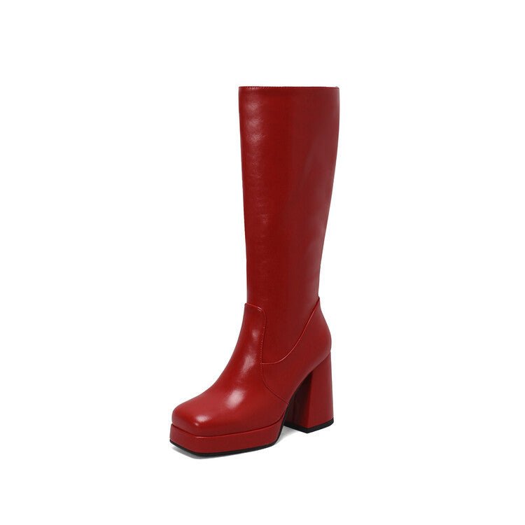 Fashionable High Heel Platform Tall Boots For Women Plus Size - IVOIRART.COM