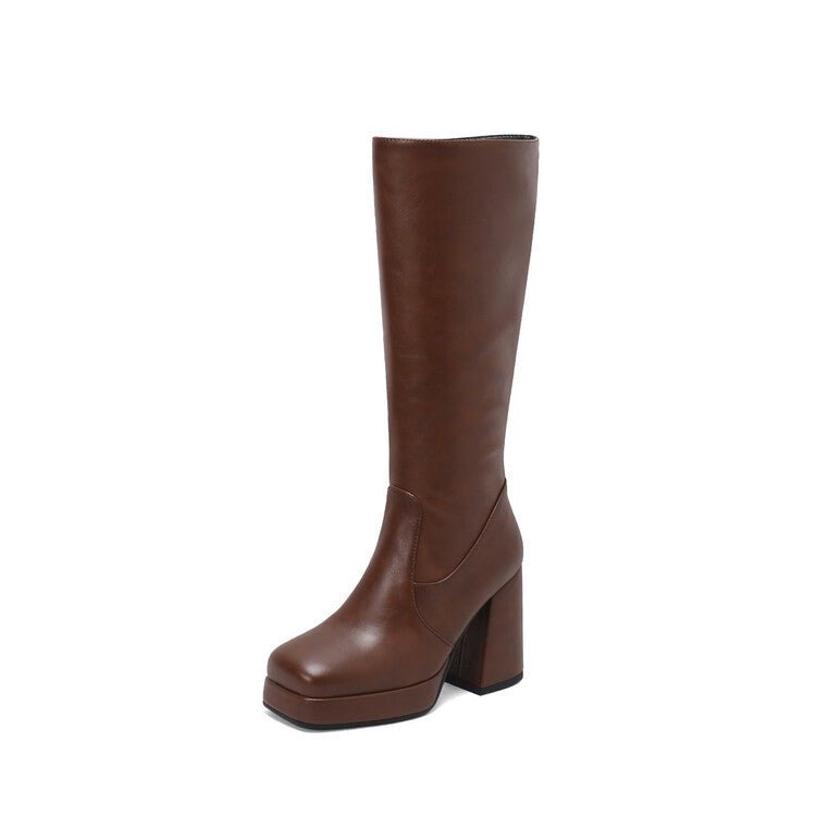 Fashionable High Heel Platform Tall Boots For Women Plus Size - IVOIRART.COM