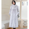 Fashionable Stylish Stand-up Collar Thermal Light Mink Fur Coat - IVOIRART.COM