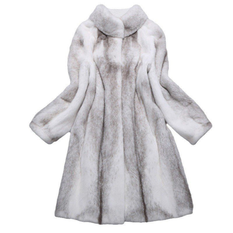 Fashionable Stylish Stand-up Collar Thermal Light Mink Fur Coat - IVOIRART.COM