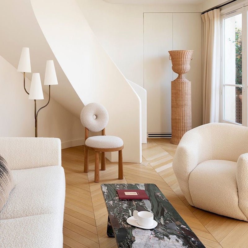 Fauteuil en Polaire Berbère pour Salle à Manger, Design Nordique, Fauteuil à Accoudoirs, Chaise de Bureau et de Maquillage - IVOIRART.COM
