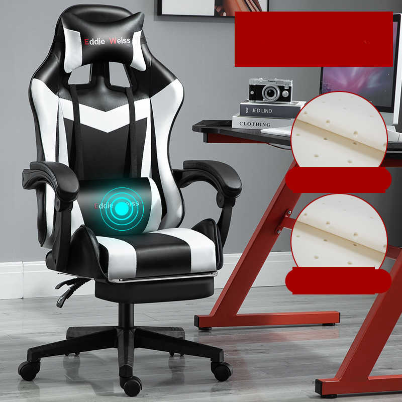 Fauteuil informatique de bureau ergonomique pour gaming avec cuir artificiel et massage USB - IVOIRART.COM